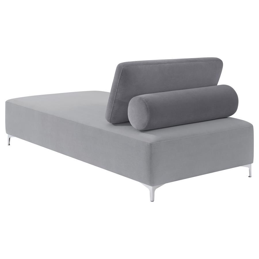 Giovanni - Upholstered Accent Chaise With Removable Pillow - Gray