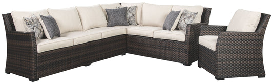 Easy - Dark Brown / Beige - Sofa Sec/chair W/Cush (Set of 3)