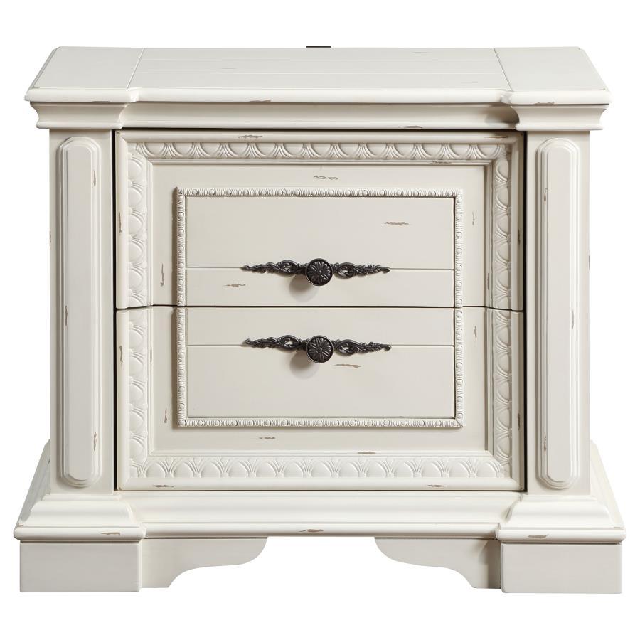 Evelyn - 2-Drawer Nightstand With Usb Ports - Antique White