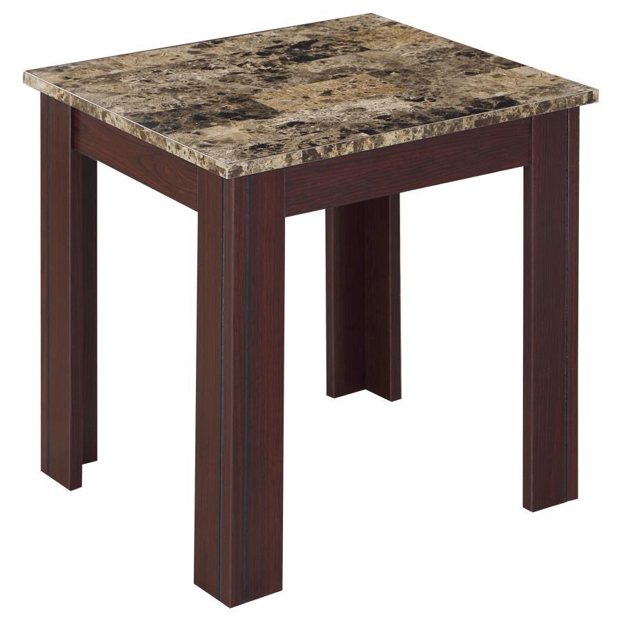 Rhodes - 3-piece Faux Marble Top Occasional Set - Brown