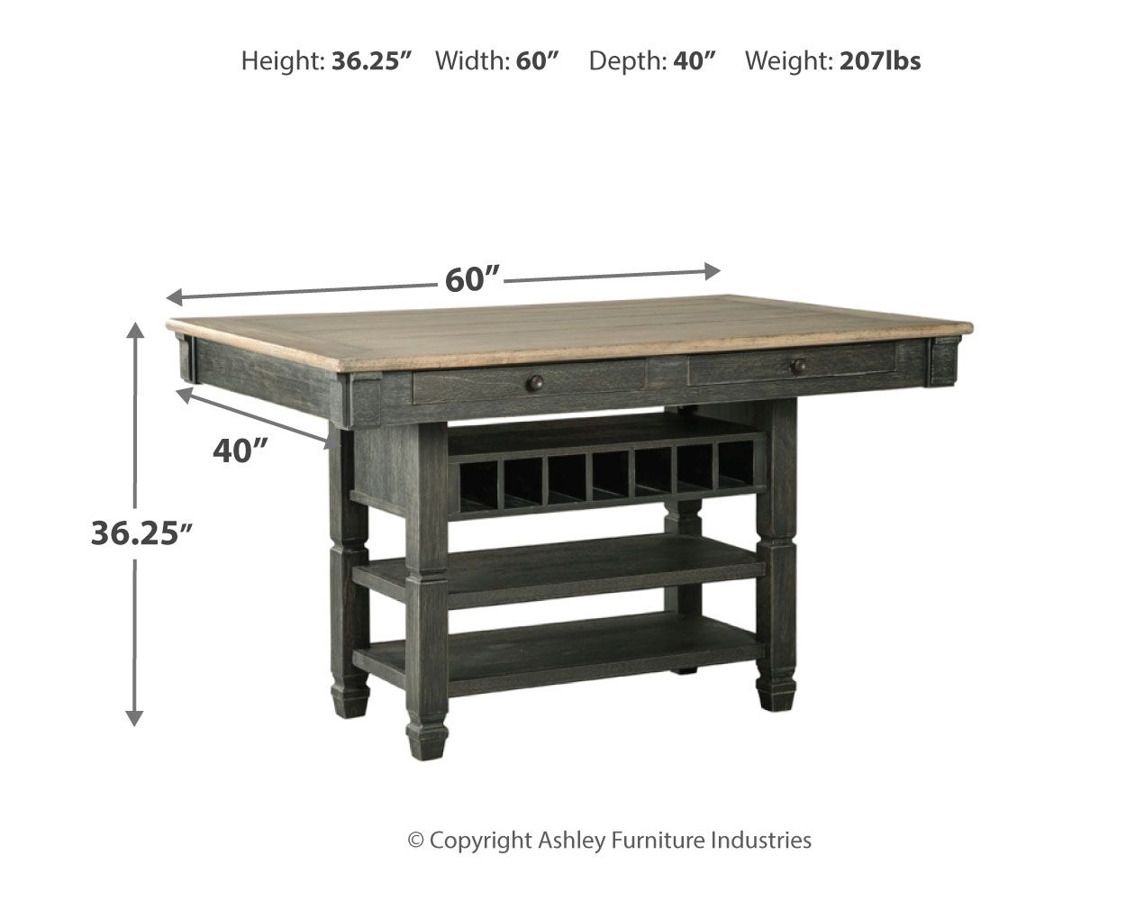 Tyler - Black / Gray - Rect Dining Room Counter Table
