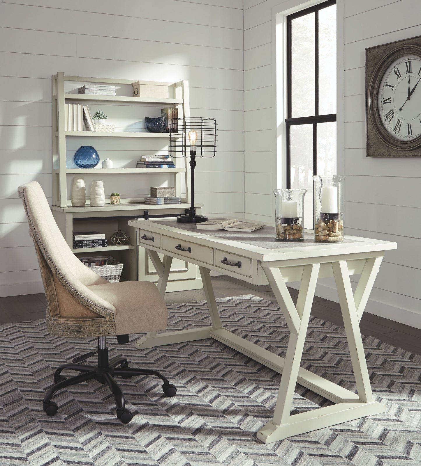 Jonileene - White / Gray - Home Office Large Leg Desk