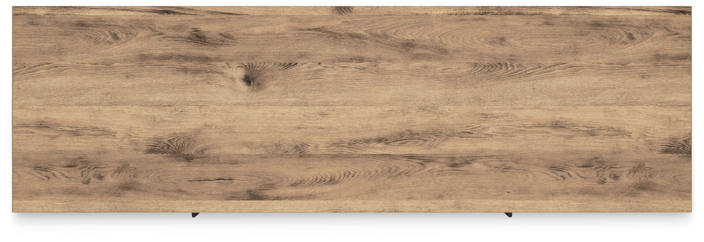 Hyanna - Tan - 63" TV Stand With Glass/Stone Fireplace Insert