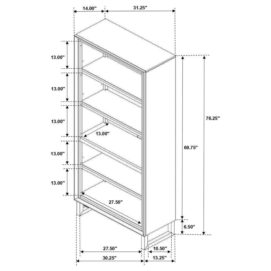 Marshall - 4-Shelf Bookcase - Dark Walnut and Gunmetal