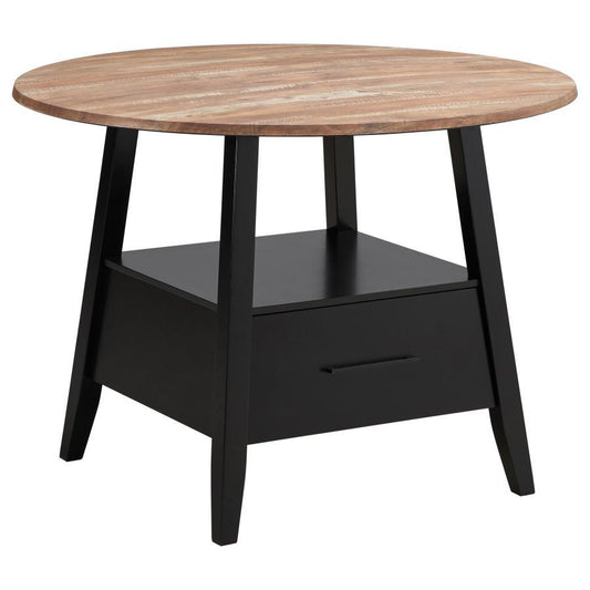 Gibson - 1-Drawer Round Counter Height Table - Yukon Oak And Black