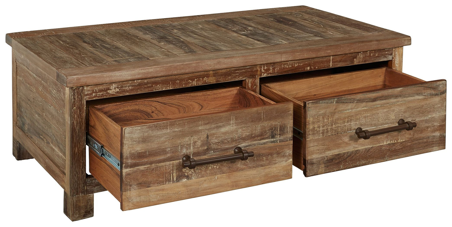 Randale - Distressed Brown - Cocktail Table With Storage