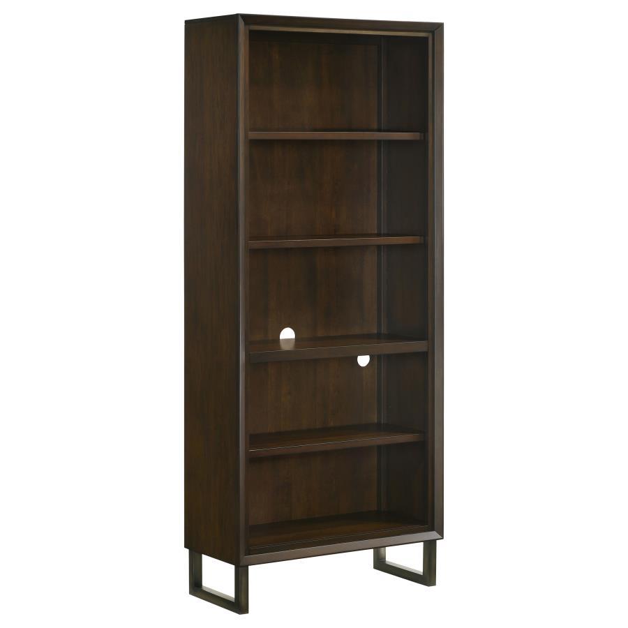 Marshall - 4-Shelf Bookcase - Dark Walnut and Gunmetal