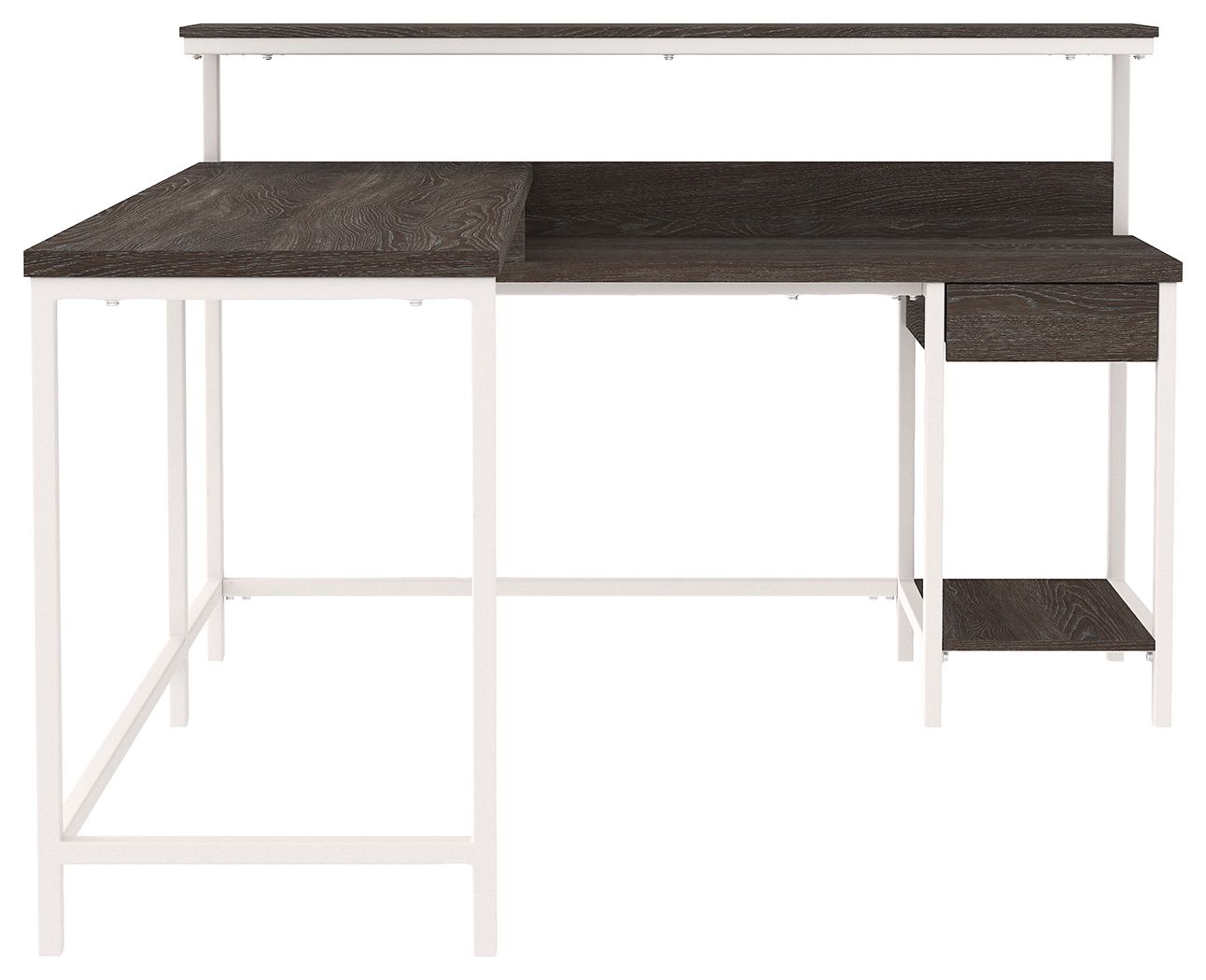 Dorrinson - White / Black / Gray - L-desk With Storage
