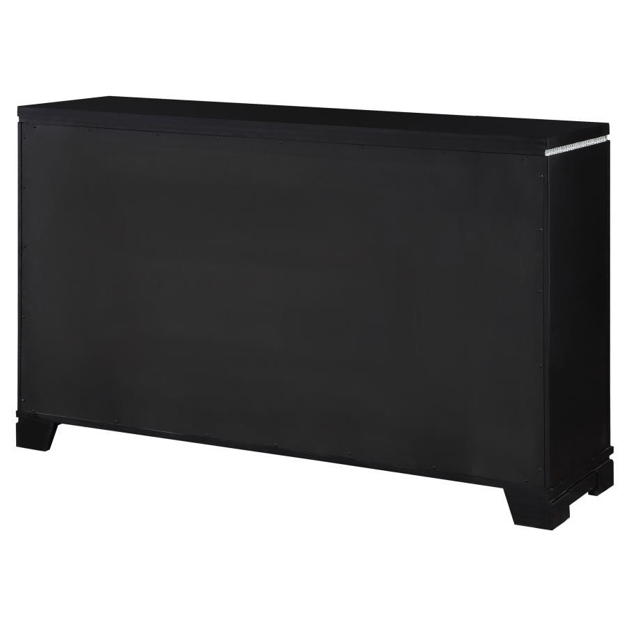 Cappola - Rectangular 6-Drawer Dresser - Silver and Black