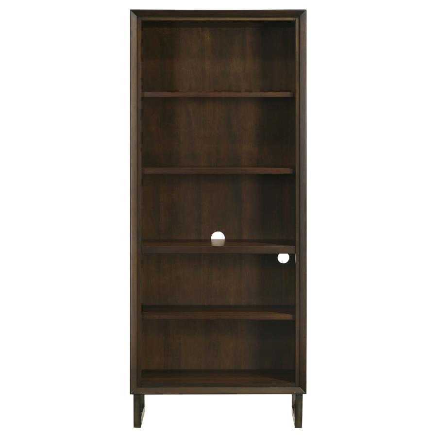 Marshall - 4-Shelf Bookcase - Dark Walnut and Gunmetal