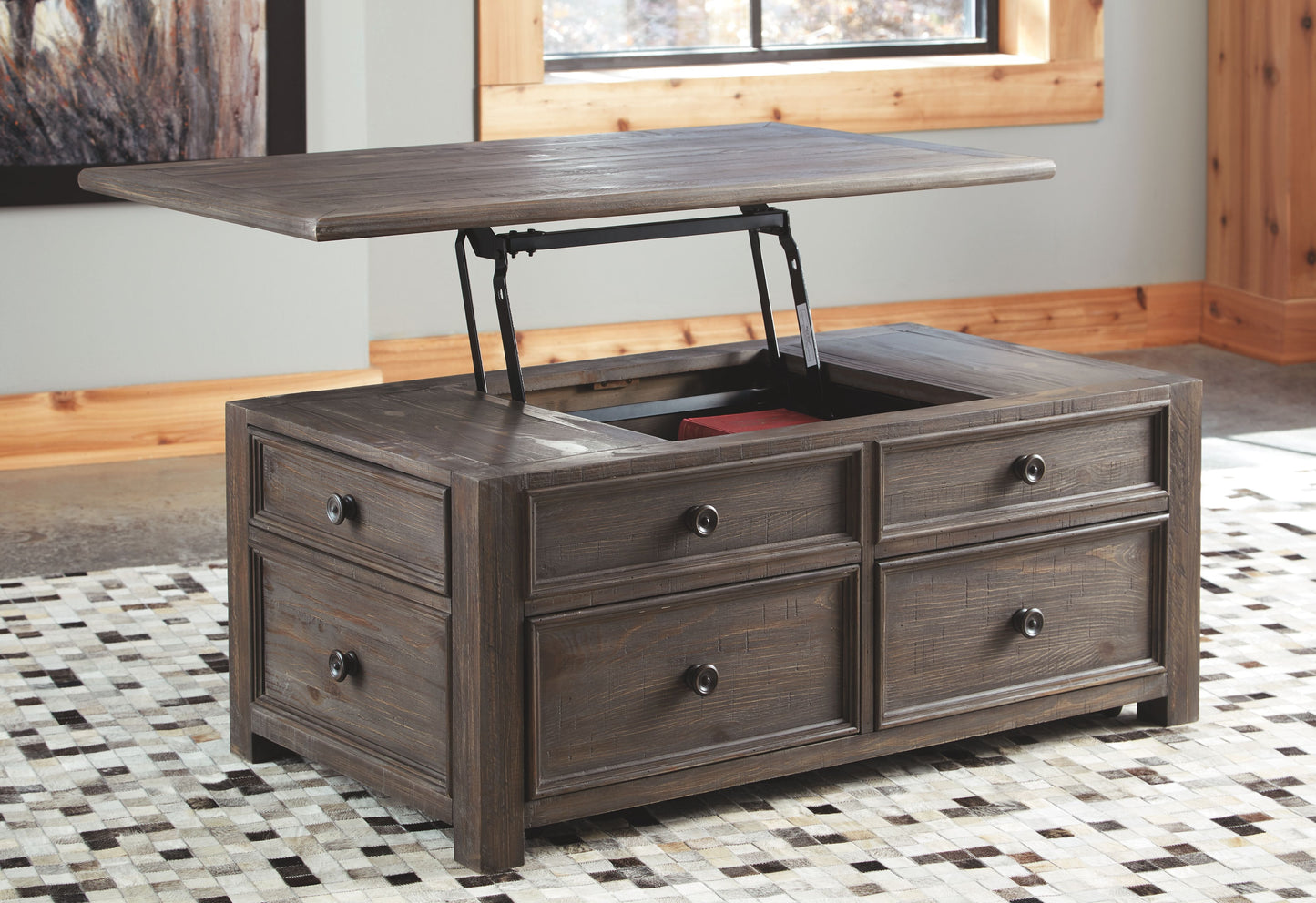 Wyndahl - Rustic Brown - Lift Top Cocktail Table