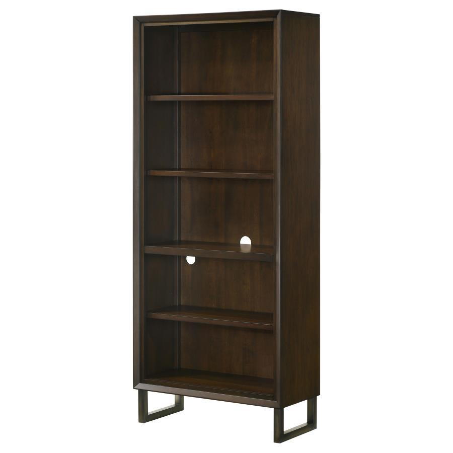Marshall - 4-Shelf Bookcase - Dark Walnut and Gunmetal