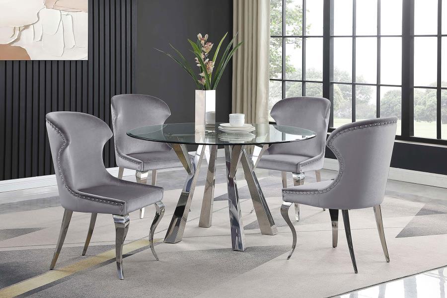 Alaia - Round Glass Top Dining Table - Clear and Chrome