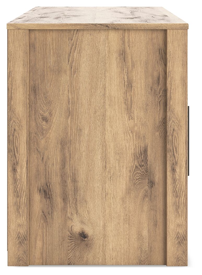 Hyanna - Tan - 63" TV Stand With Glass/Stone Fireplace Insert