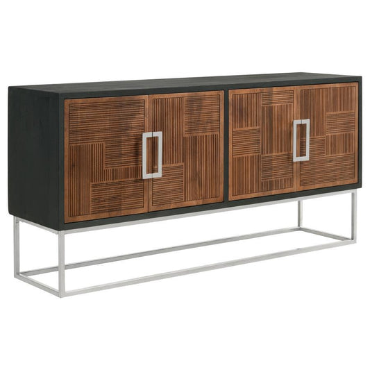 Borman - 4-Door Wooden Accent Cabinet - Walnut and Black