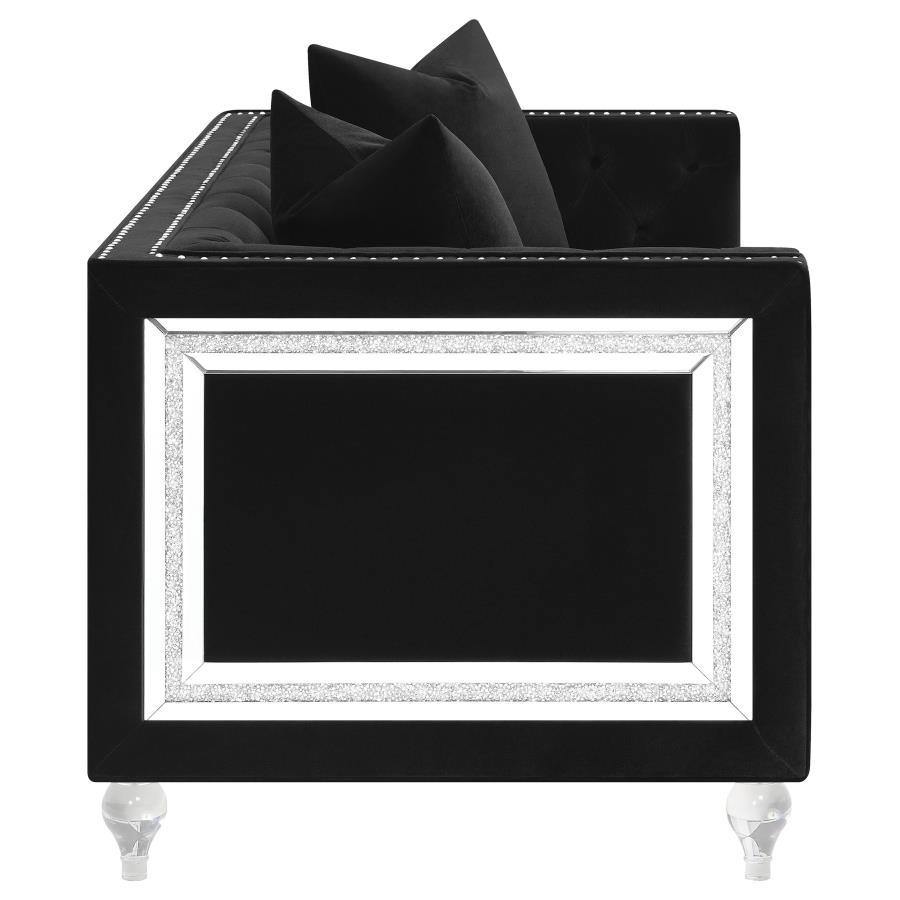 Delilah - Upholstered Tufted Tuxedo Arm Loveseat - Black