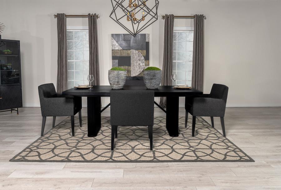 Catherine - 5-Piece Double Pedestal Dining Table Set - Charcoal Gray and Black