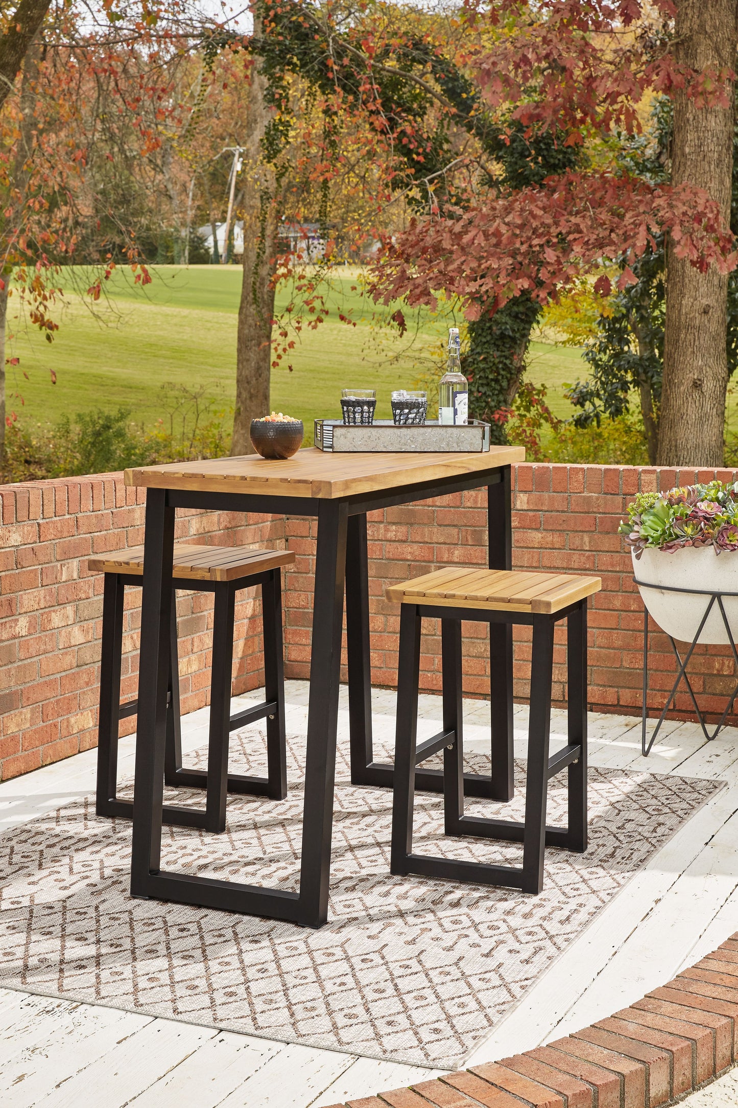 Town - Brown / Black - Counter Table Set (Set of 3)