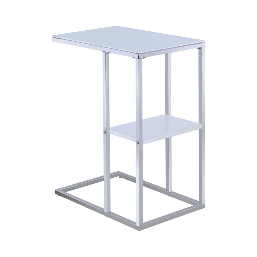 Daisy - 1-Shelf Accent Table - Chrome and White