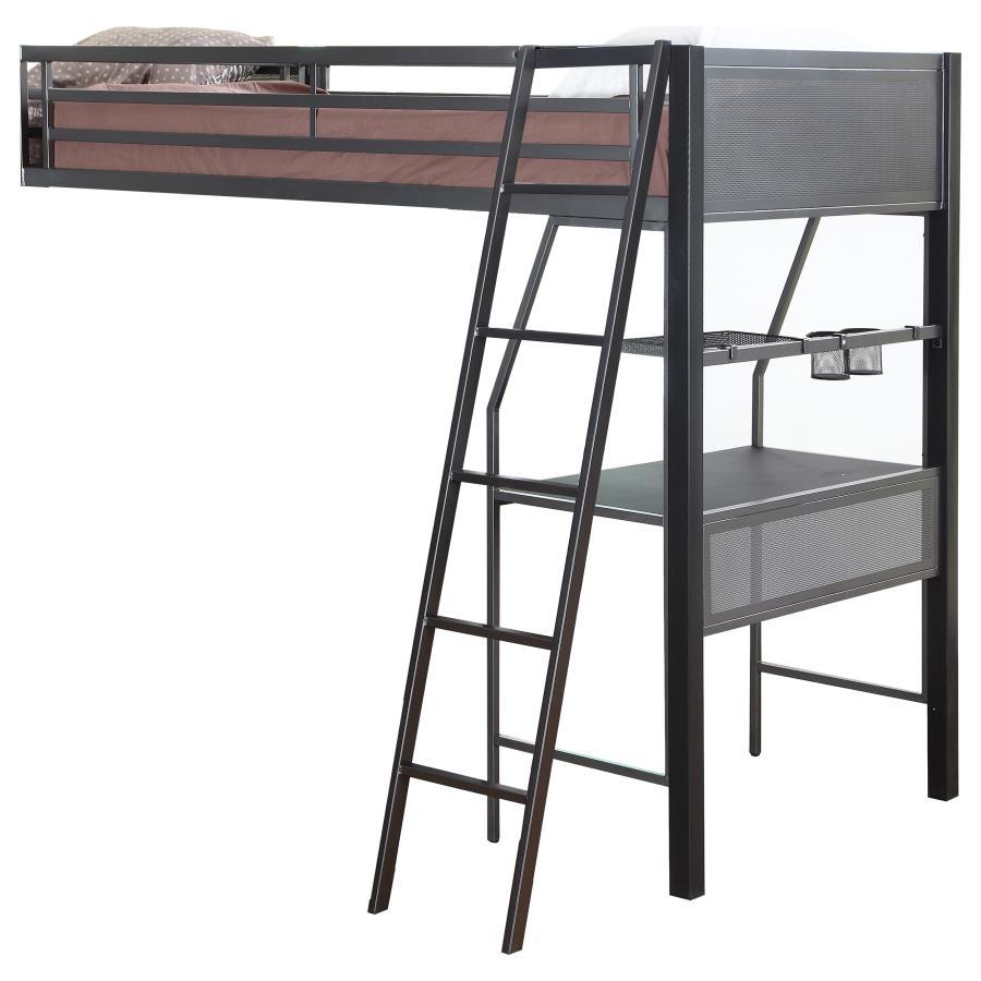 Meyers - 2-Piece Metal Twin Over Full Bunk Bed Set - Black and Gunmetal