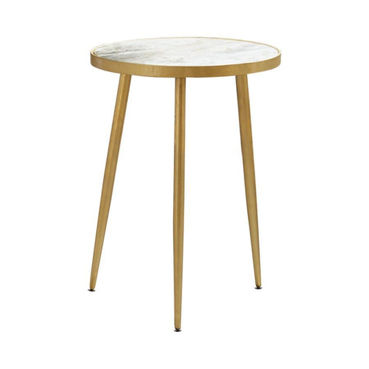 Acheson - Round Accent Table - White and Gold