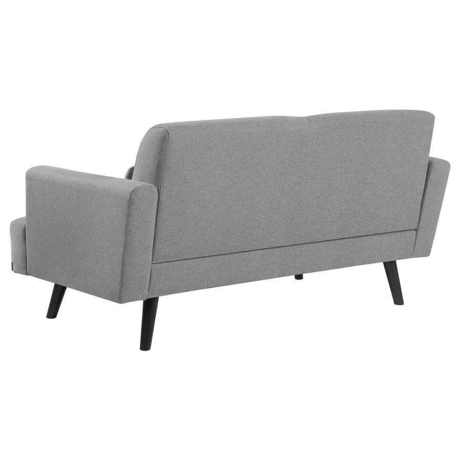 Blake - Upholstered Loveseat With Track Arms - Sharkskin and Dark Brown