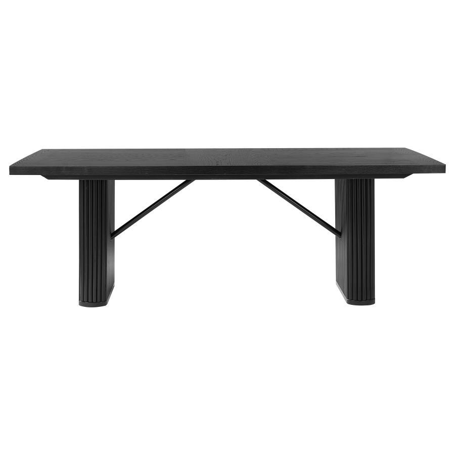 Catherine - 5-Piece Double Pedestal Dining Table Set - Charcoal Gray and Black