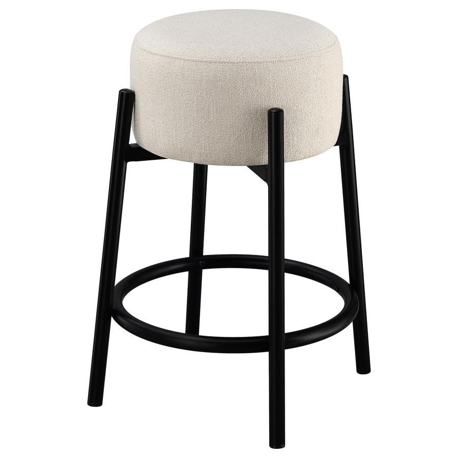Leonard - Upholstered Backless Round Counter Height Stools (Set of 2) - White And Black