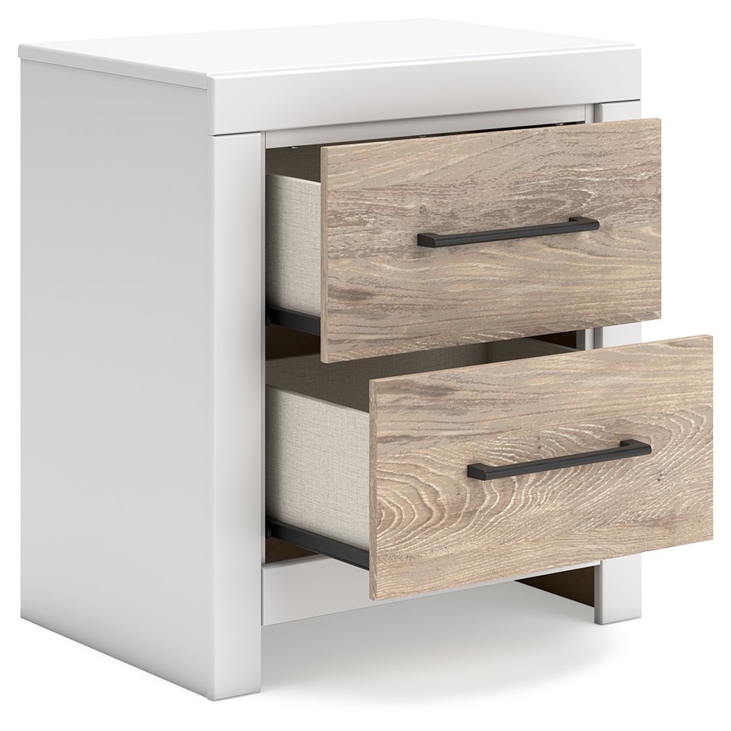 Charbitt - Two-tone - 6 Pc. - Dresser, Mirror, Queen Panel Bed, 2 Nightstands