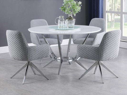 Abby - 5-Piece Dining Set - White And Light Gray