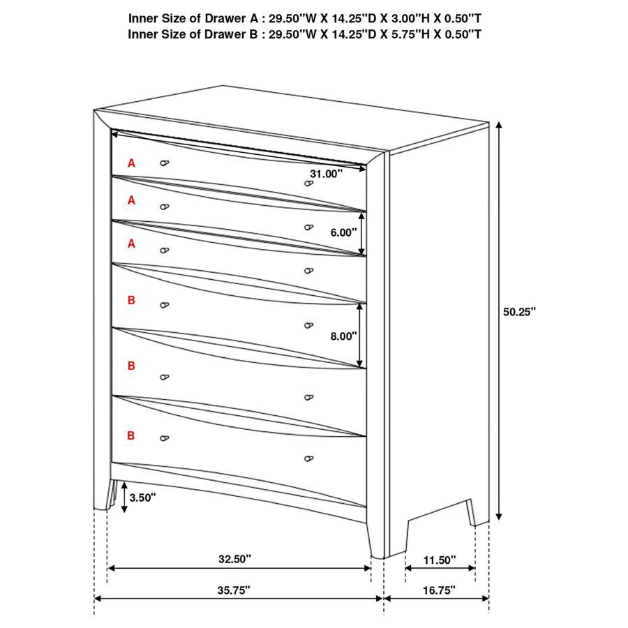 Phoenix - 6-Drawer Chest  - Deep Cappuccino