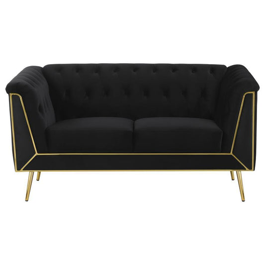 Holly - Tuxedo Arm Tufted Back Loveseat - Black