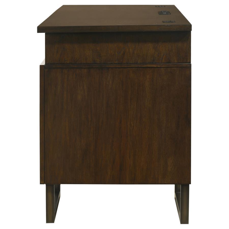 Marshall - 5-Drawer Credenza Desk With Power Outlet - Dark Walnut and Gunmetal