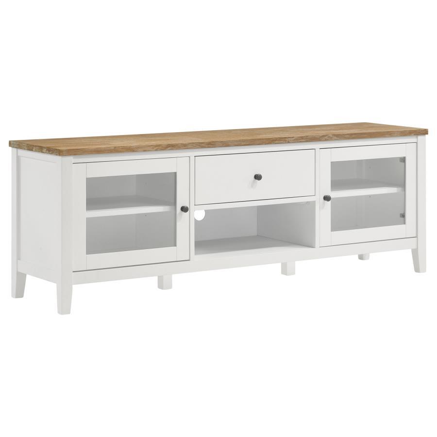 Angela - 2-Door Wooden 67" TV Stand - Brown and White