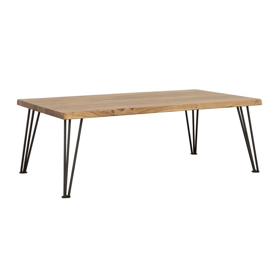 Zander - Coffee Table With Hairpin Leg - Natural and Matte Black