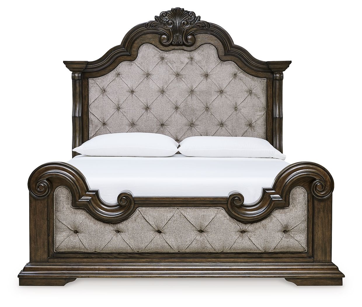 Maylee - Dark Brown - 8 Pc. - Dresser, Mirror, Chest, California King Upholstered Bed, 2 Nightstands