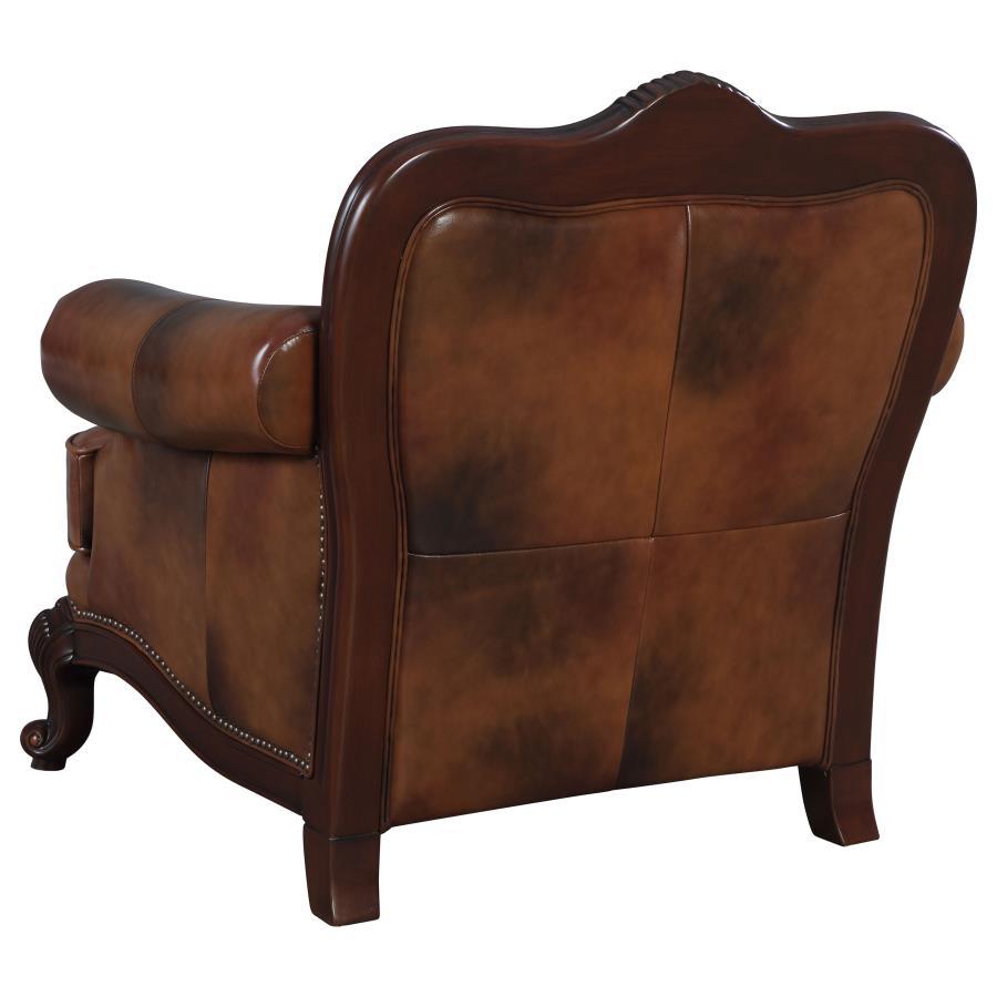 Victoria - Rolled Arm Chair - Tri-Tone and Brown