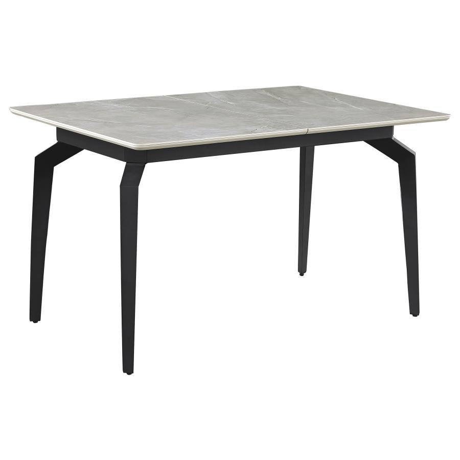 Mina - Rectangular Dining Table - Gray Ceramic And Sandy Black