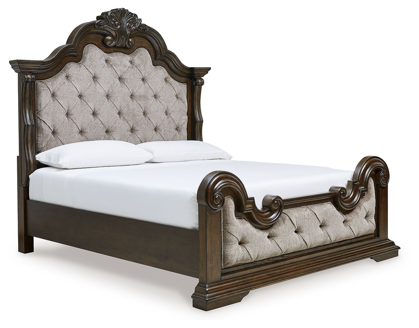 Maylee - Dark Brown - 8 Pc. - Dresser, Mirror, Chest, King Upholstered Bed, 2 Nightstands