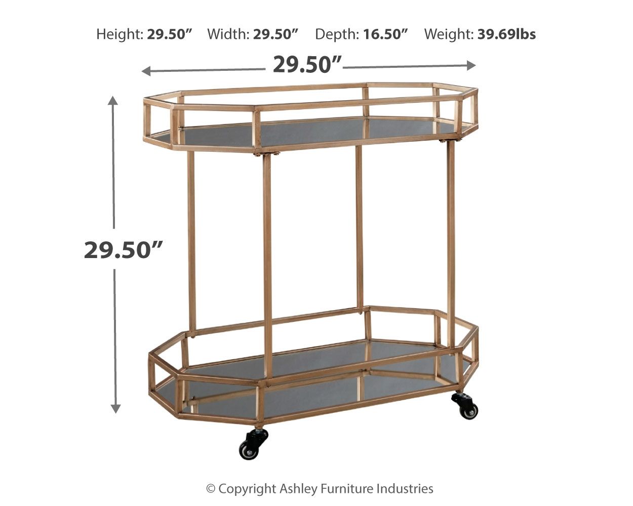 Daymont - Gold Finish - Bar Cart