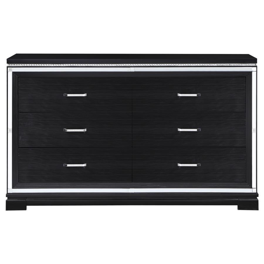 Cappola - Rectangular 6-Drawer Dresser - Silver and Black