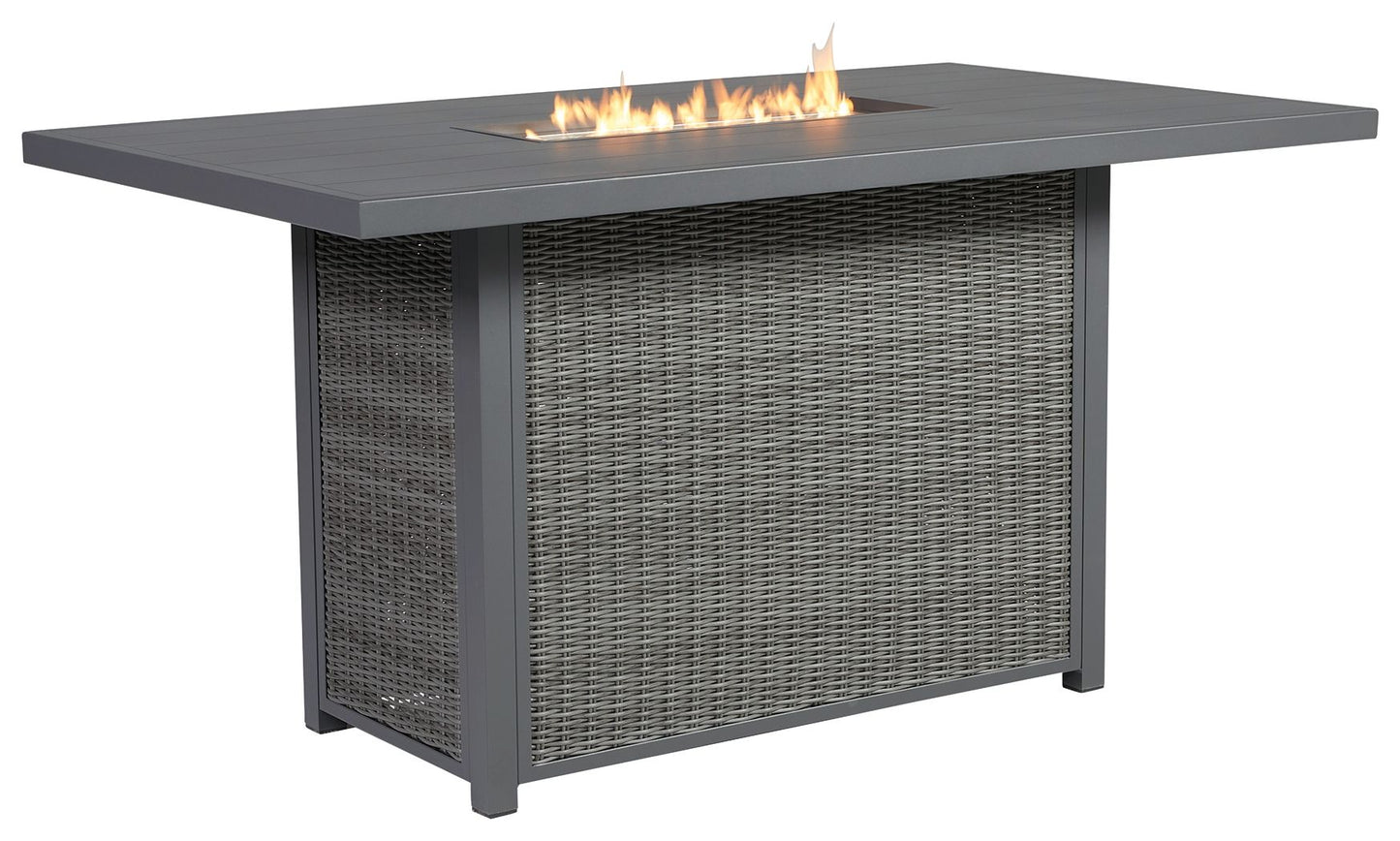 Palazzo - Gray - Rect Bar Table W/Fire Pit