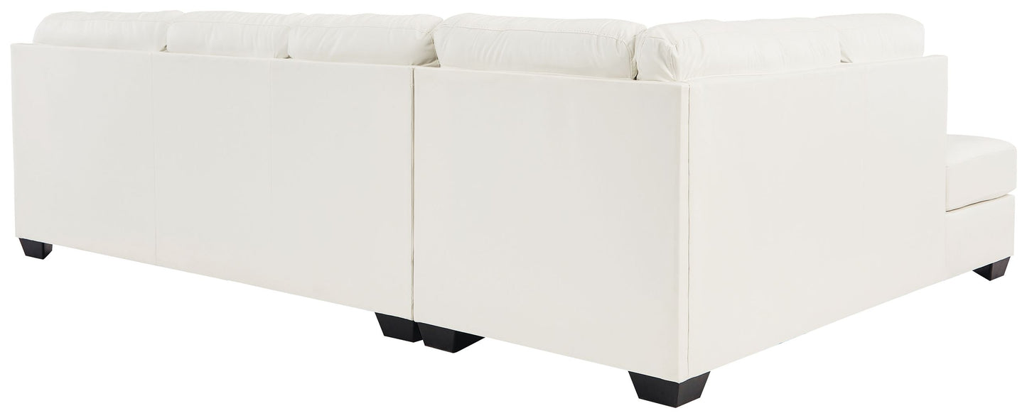 Donlen - White - 3 Pc. - Left Arm Facing Chaise 2 Pc Sectional, Ottoman