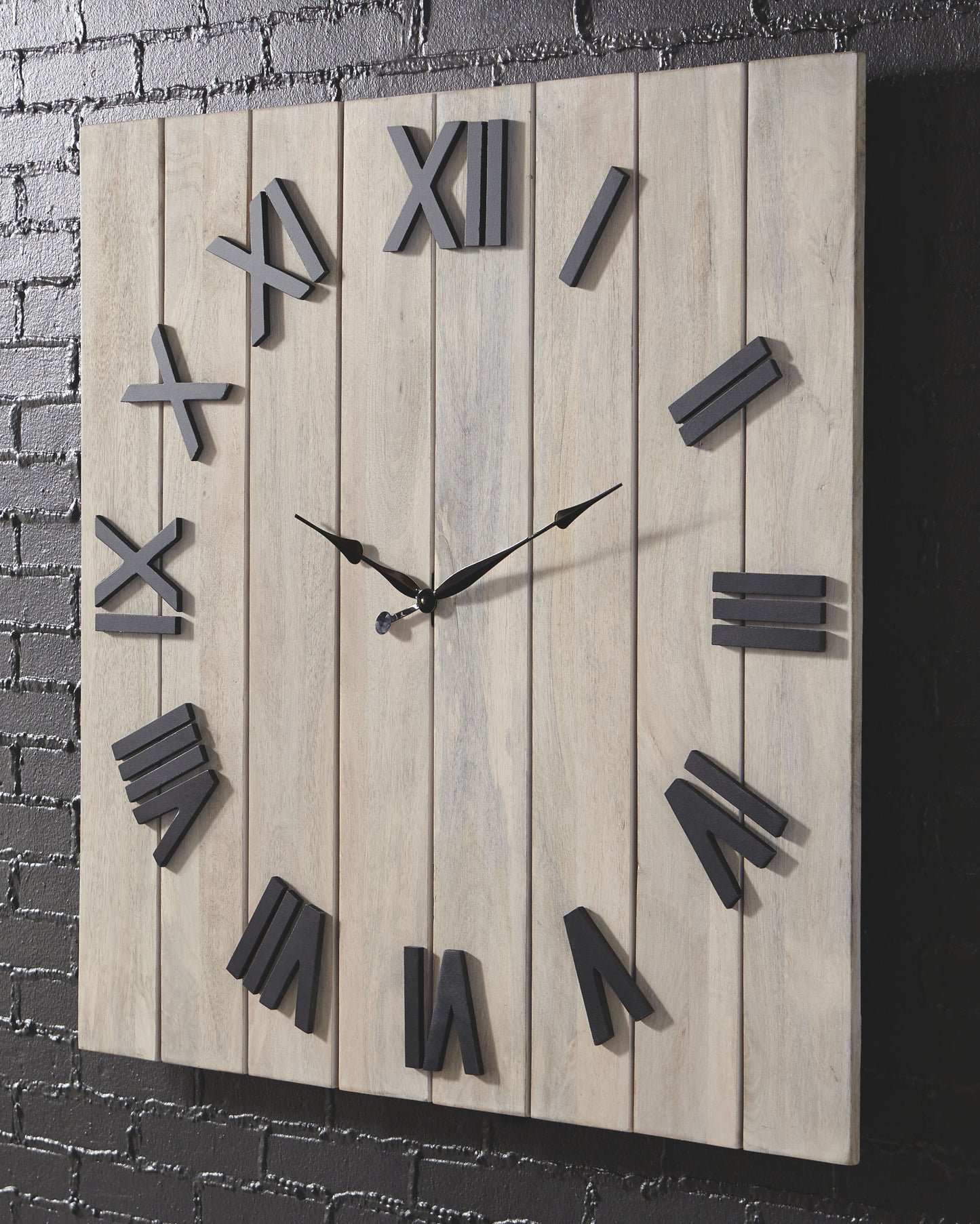 Bronson - Whitewash / Black - Wall Clock