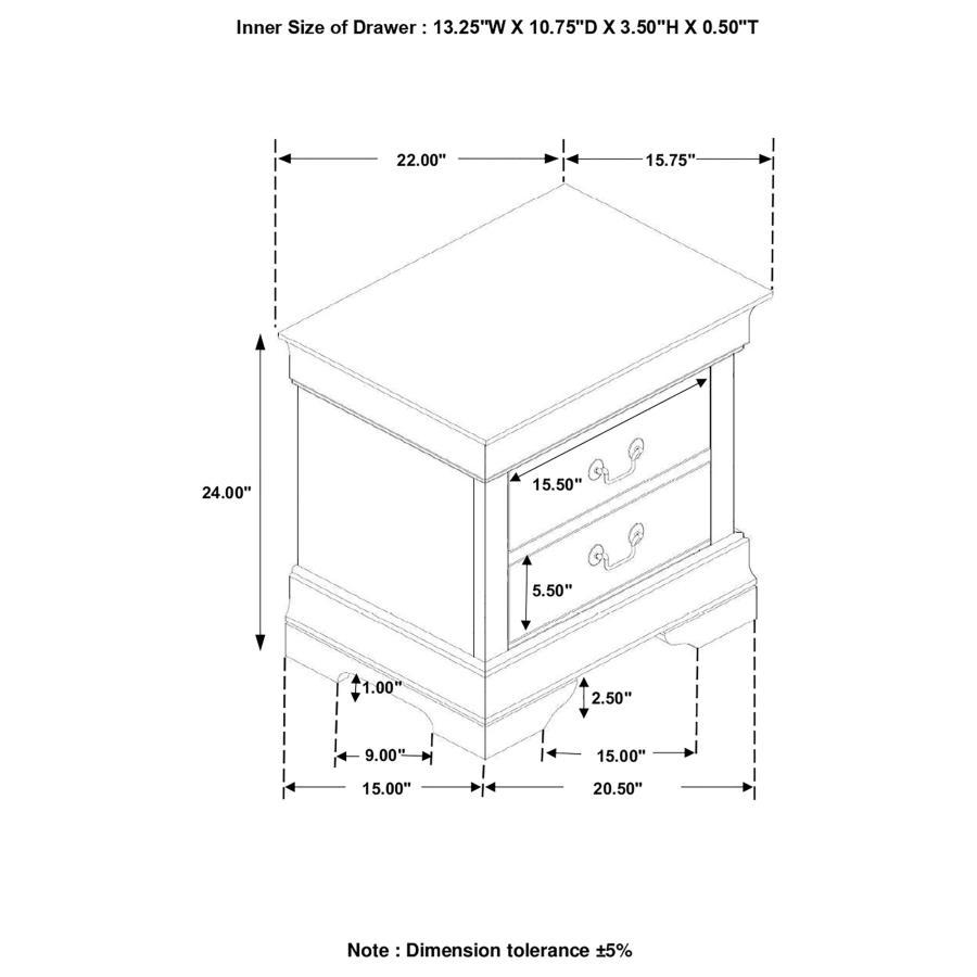 Louis Philippe - Two-drawer Nightstand