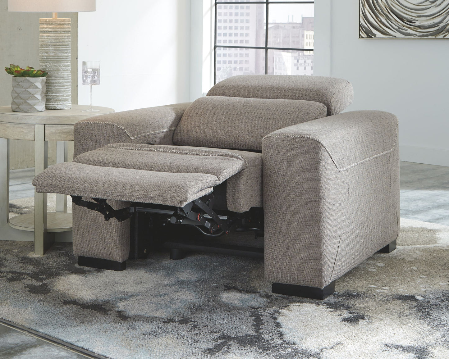Mabton - Gray - 4 Pc. - Left Arm Facing Power Recliner 3 Pc Sectional, Recliner