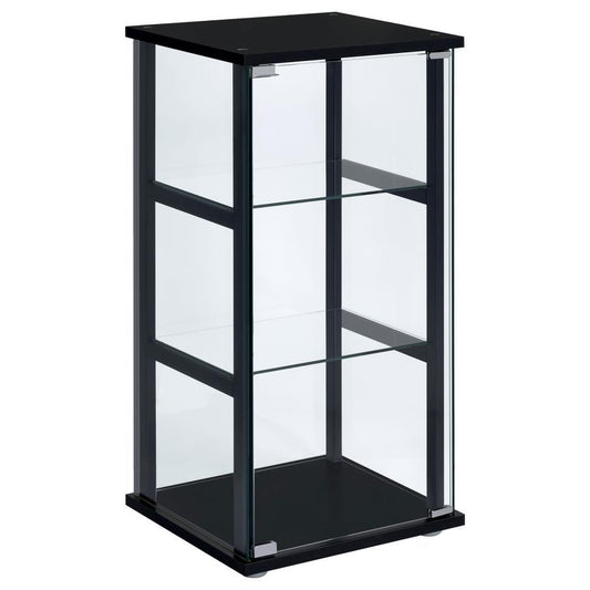 Cyclamen - 3-Shelf Glass Curio Cabinet - Black and Clear