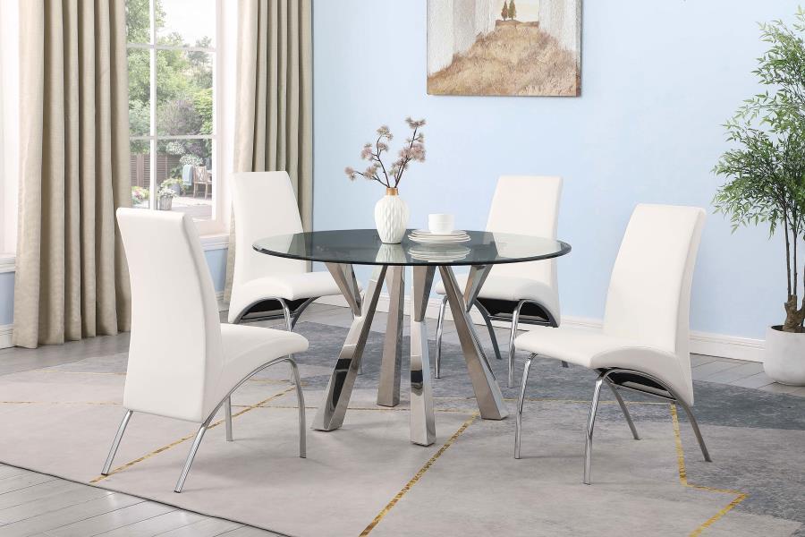 Alaia - Round Glass Top Dining Table - Clear and Chrome