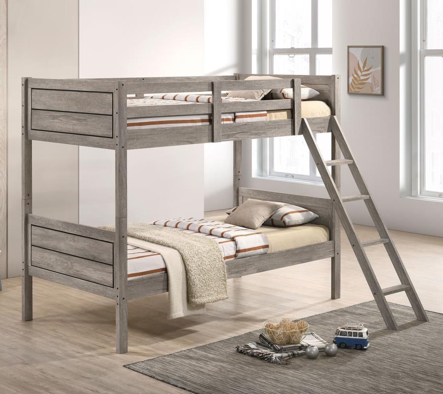 Ryder - Twin Over Twin Bunk Bed - Weathered Taupe