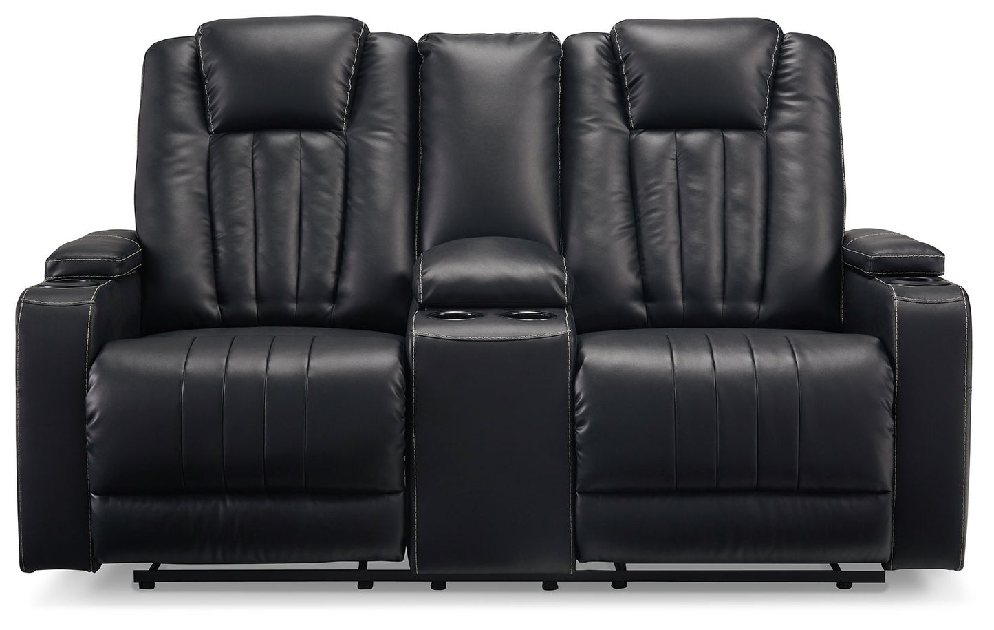 Center Point - Black - Dbl Rec Loveseat W/Console